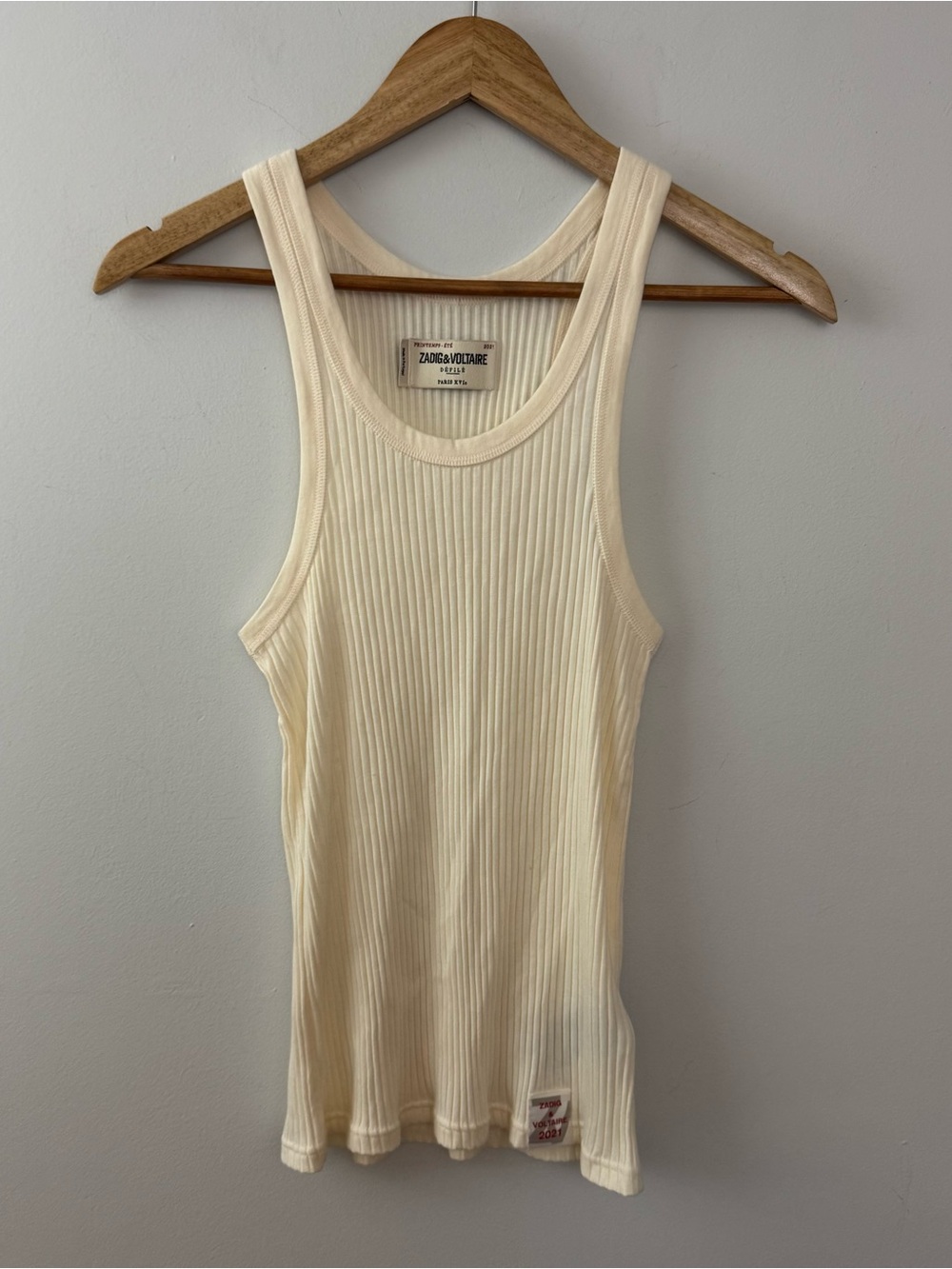 Zadig & Voltaire Printemps-Été 2021 Défilé Ribbed Tank Top Ecru Size S